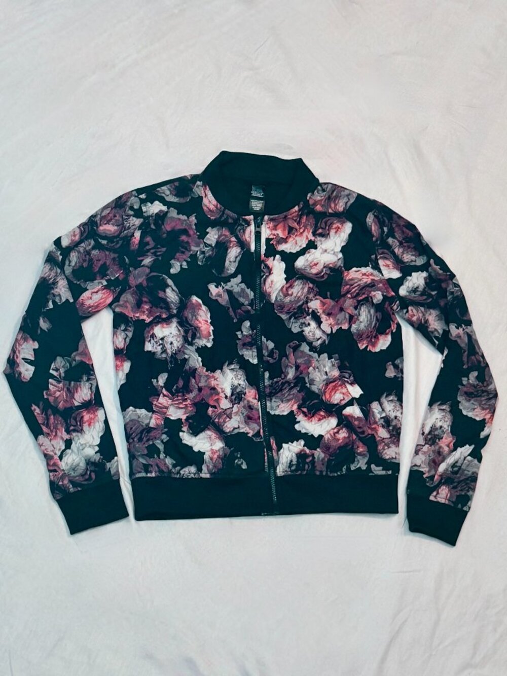 Victoria Sport Floral Bomber Jacket Dark Rose Print XS